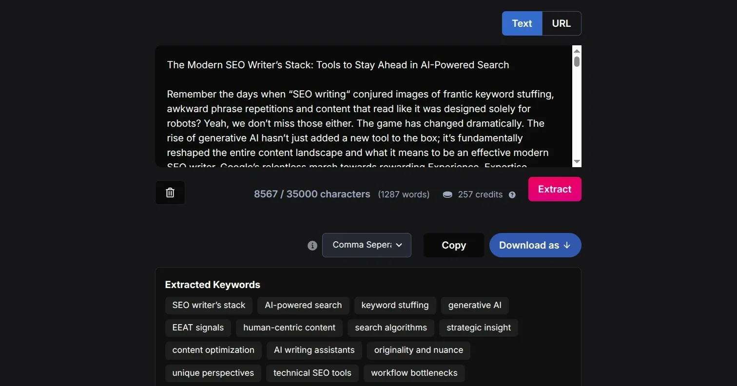 Netus AI keyword extractor, NetusAI
