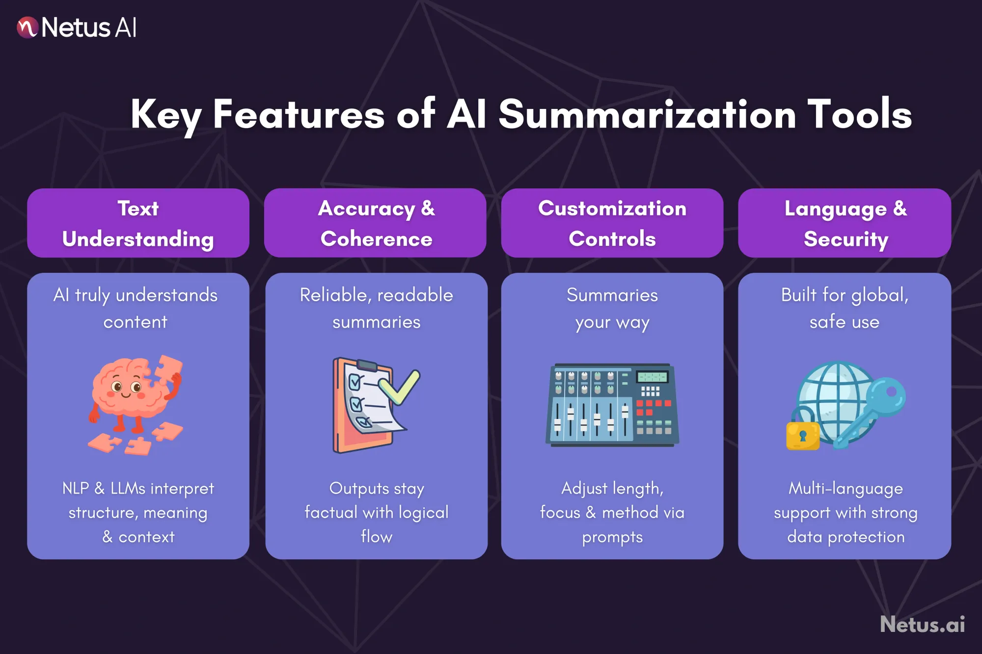 Key features of AI summarization tools, NetusAI