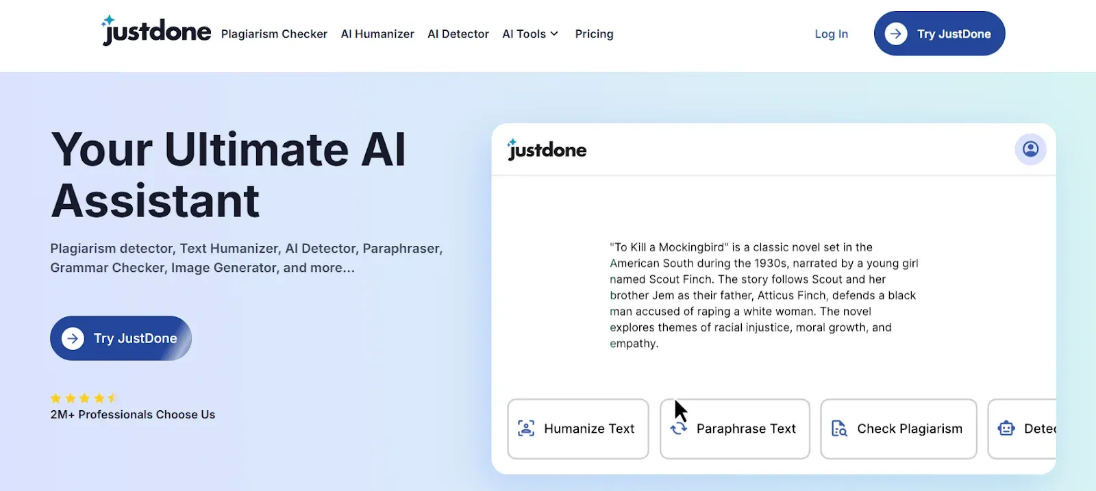 The JustDoneAI website is shown, featuring NetusAI.