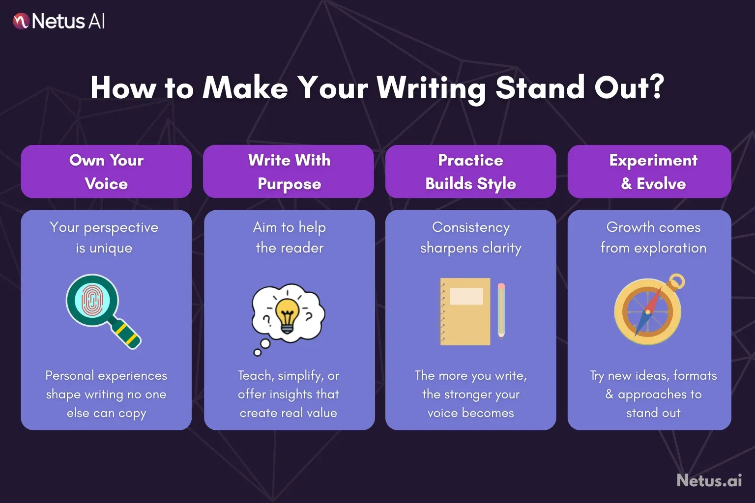 How to make your writing stand out is shown. NetusAI.