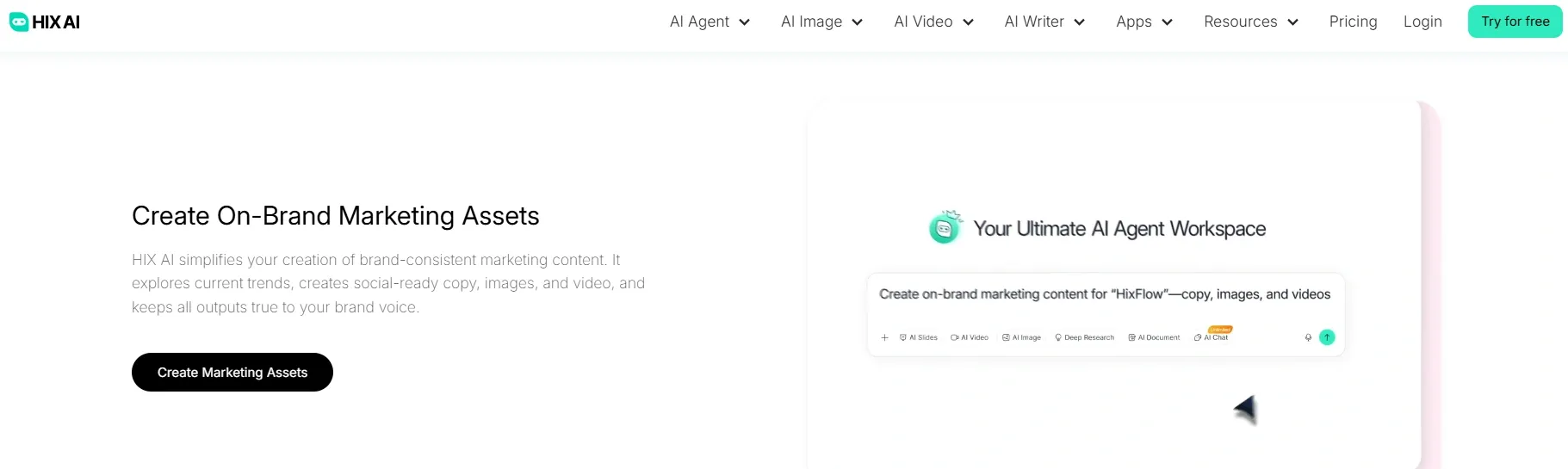 Homepage of HIX AI is shown.