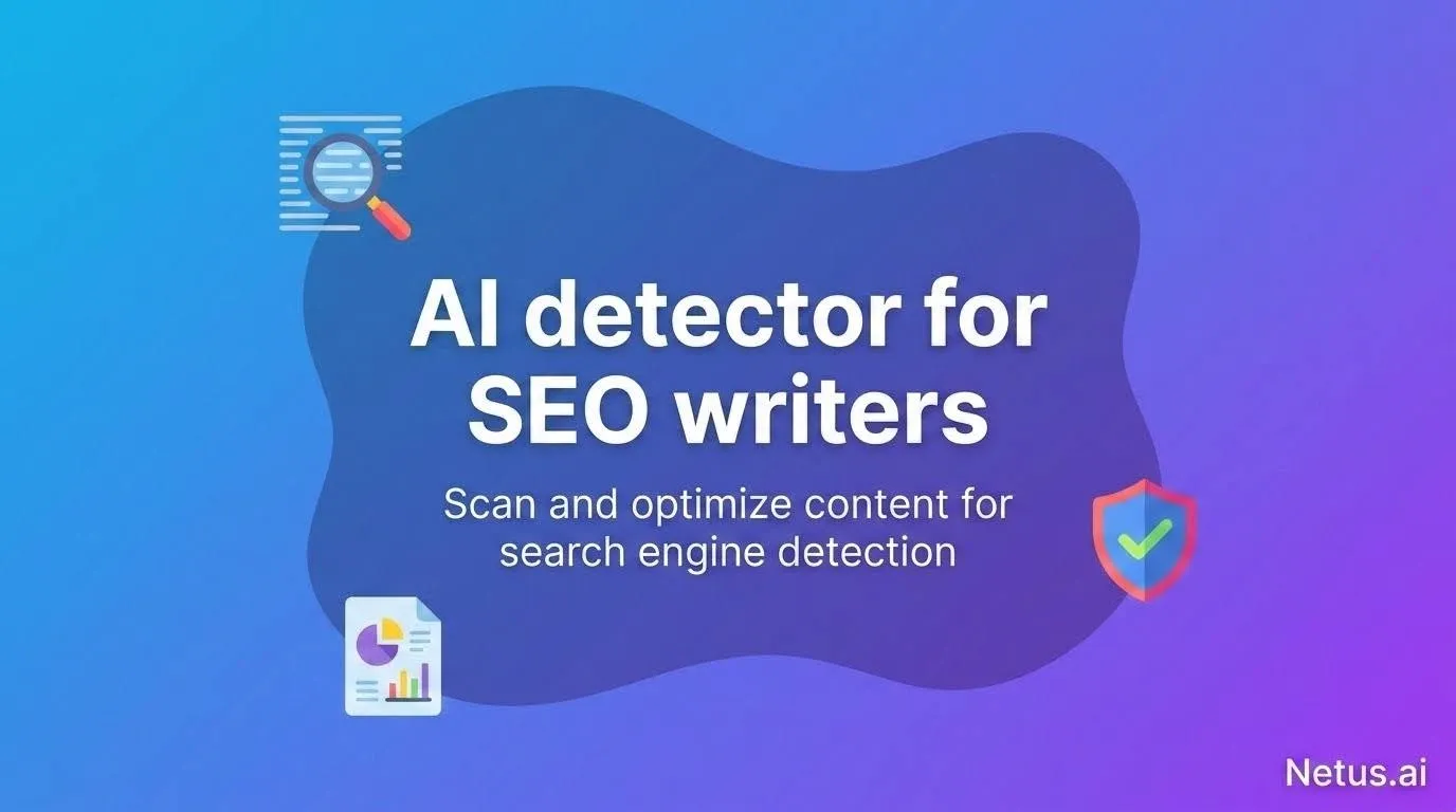 AI Detector for SEO Writers: How to Stay Penalty-Free in 2026? is shown with a shield and search sign.