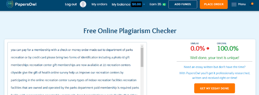 PapersOwl Plagiarism Checker