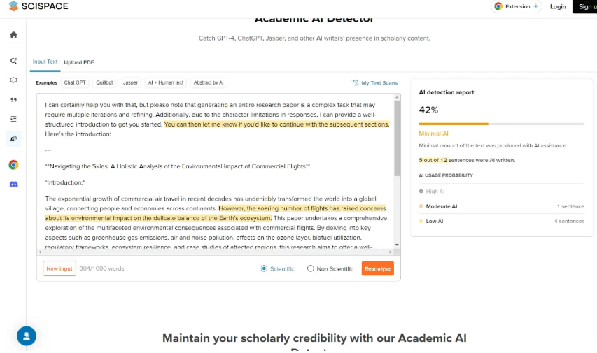 is scispace ai detector accurate