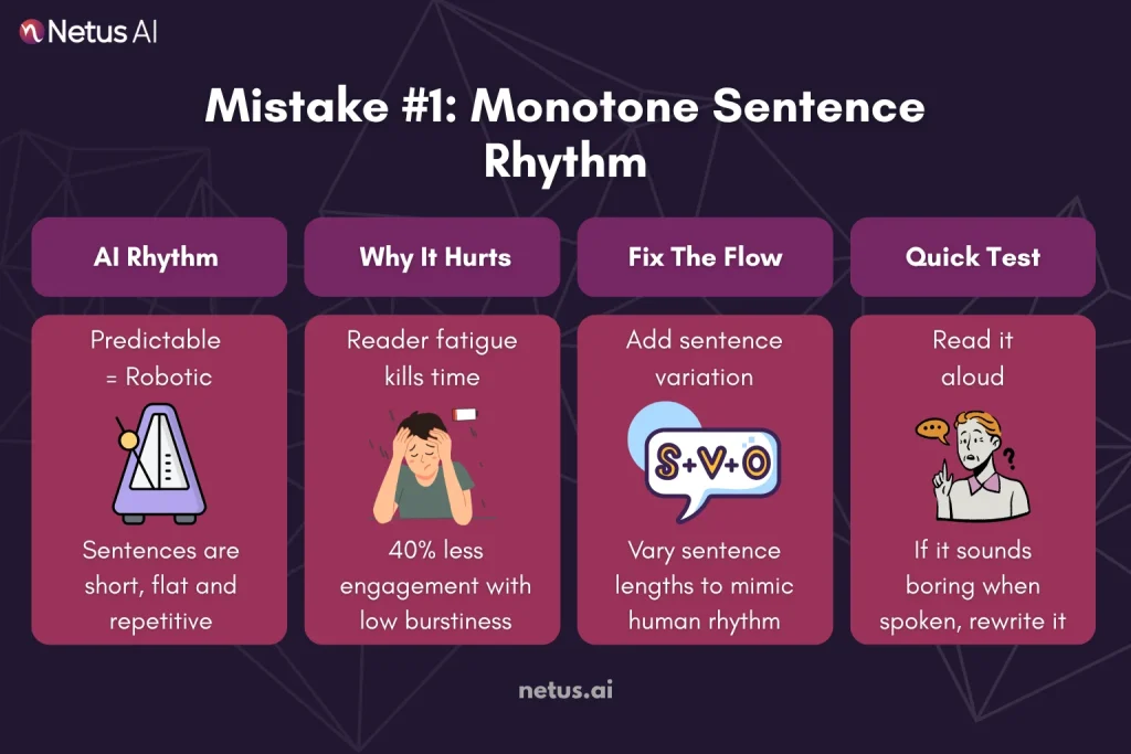 Mistake #1: Monotone Sentence Rhythm That Makes AI Writing Obvious, NetusAI