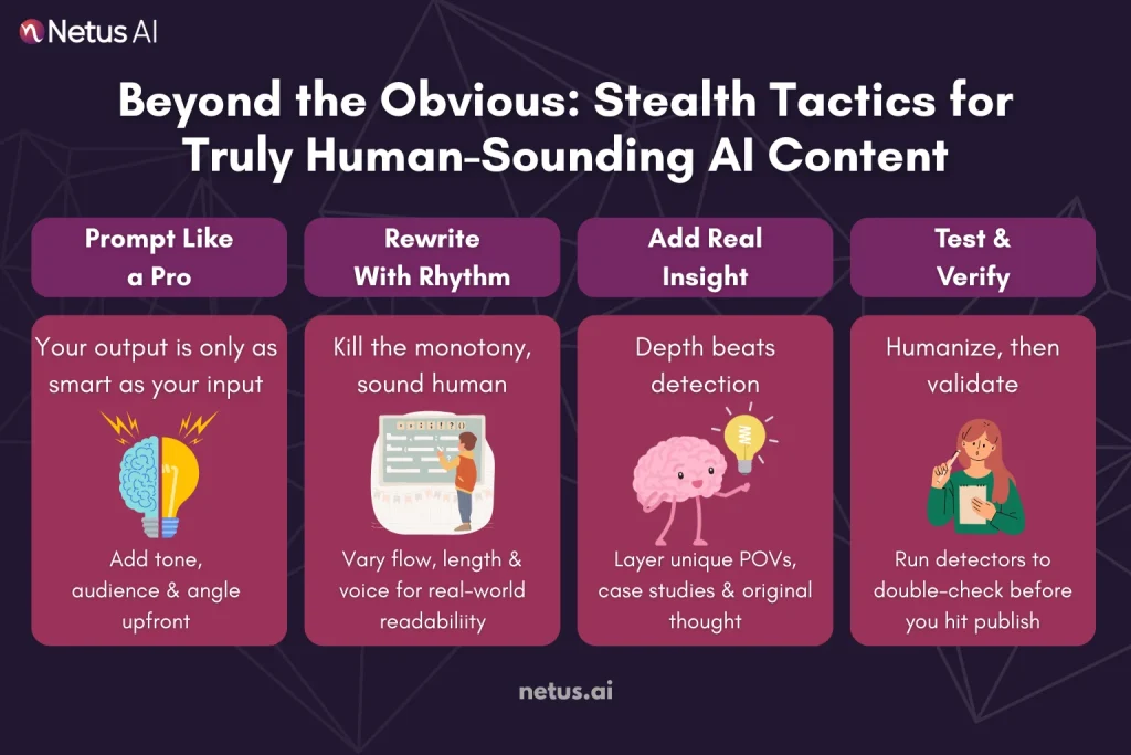 Beyond the Obvious: Stealth Tactics for Truly Human-Sounding AI Content, NetusAI