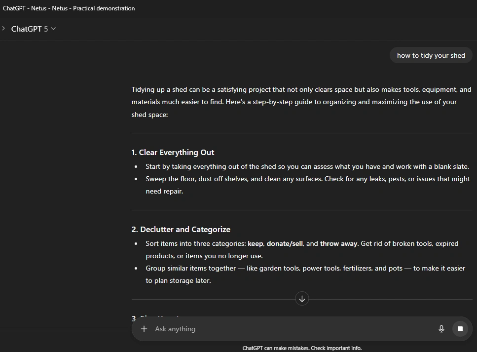 ChatGPT result, NetusAI