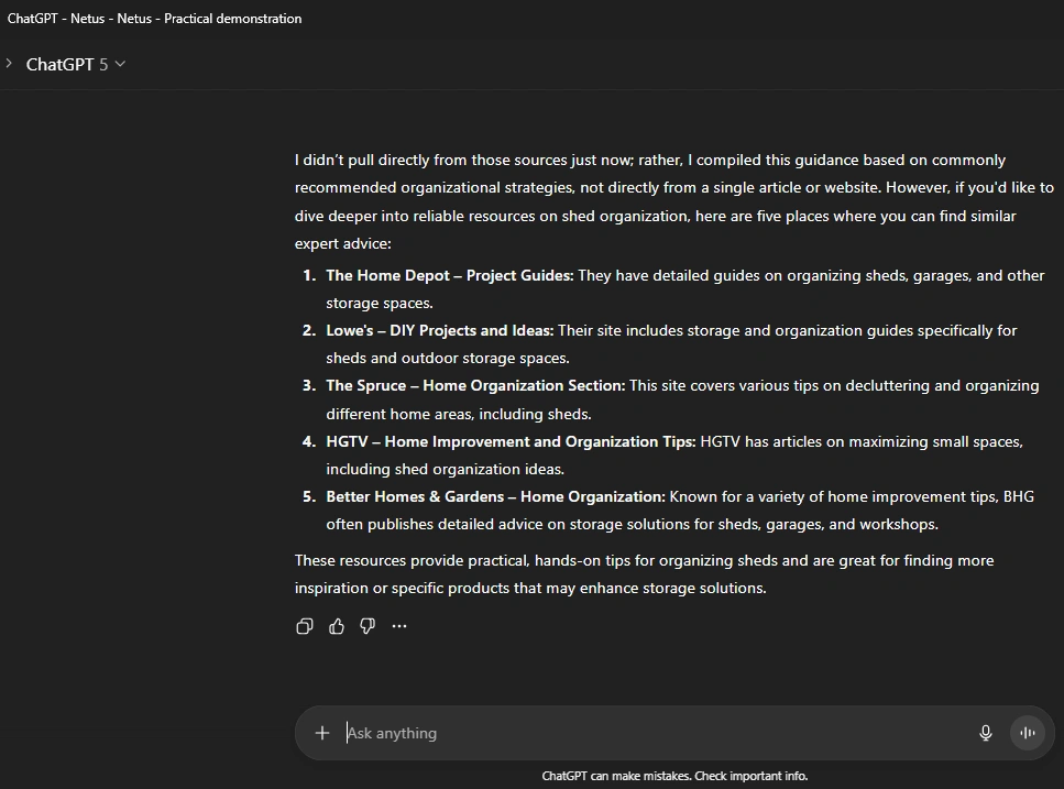 ChatGPT result, NetusAI