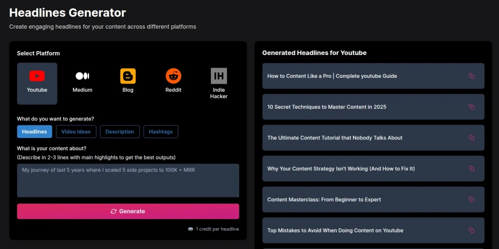 NetusAI AI Headlines generator Create engaging Headlines for your content across different platforms