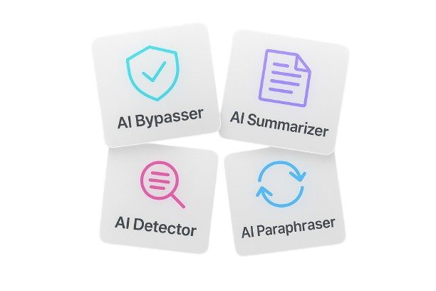 NetusAI bypasser, paraphraser, detector and summarization tool cards