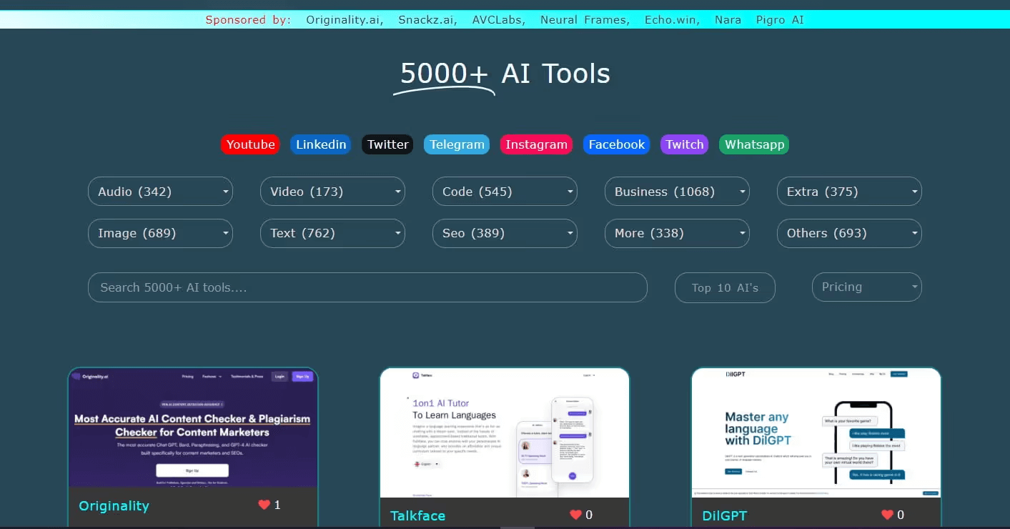 ai tools directories for free