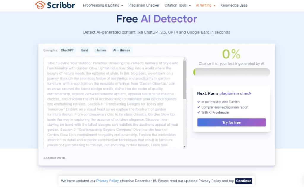 ai checker scribbr