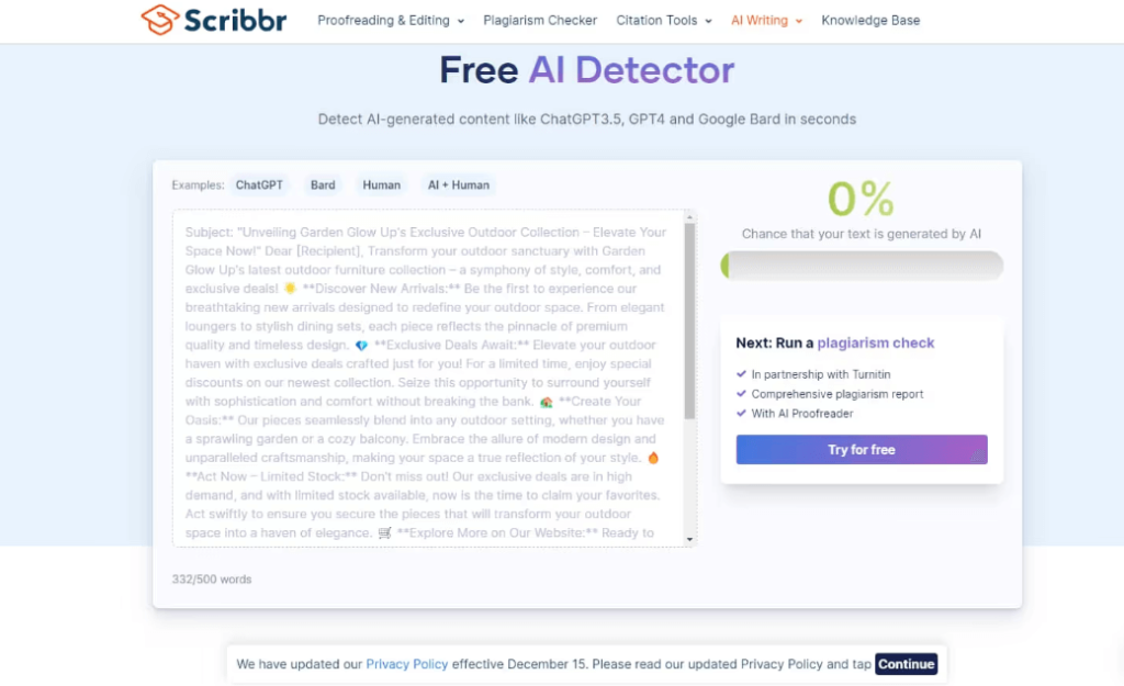 ai detector scribbr